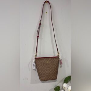 Coach Signature Brown and Red Crossbody Bag